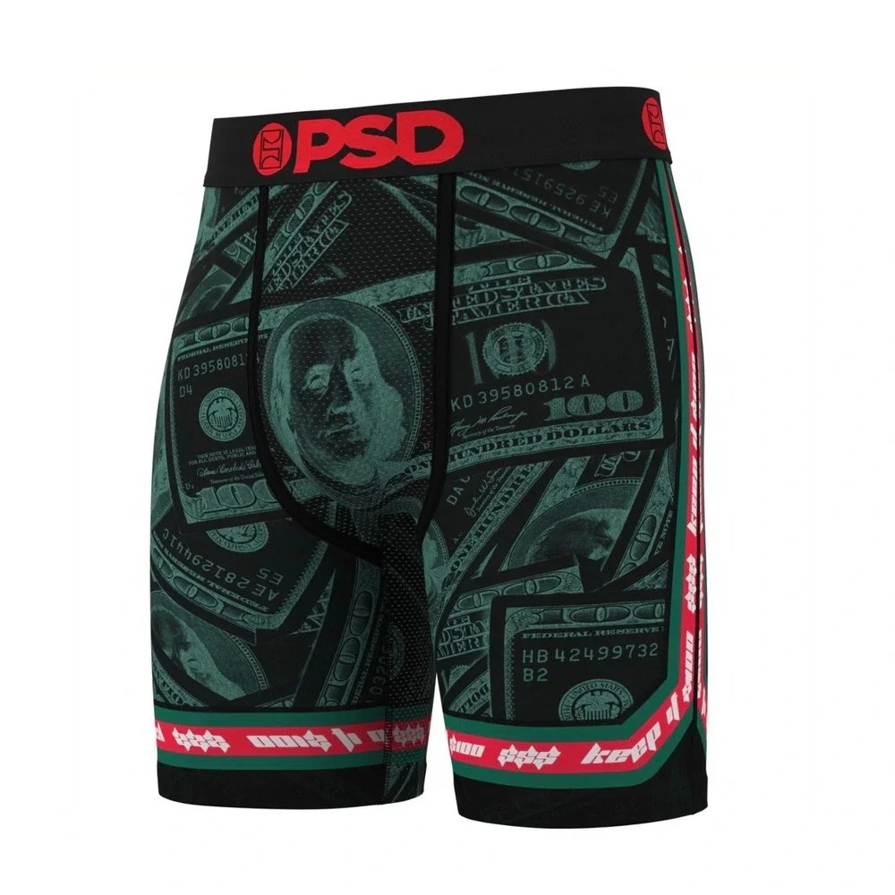 PSD Mens 3 Pack Premium Boxer Briefs Lux Loot Shark Snake Money Multi Color M